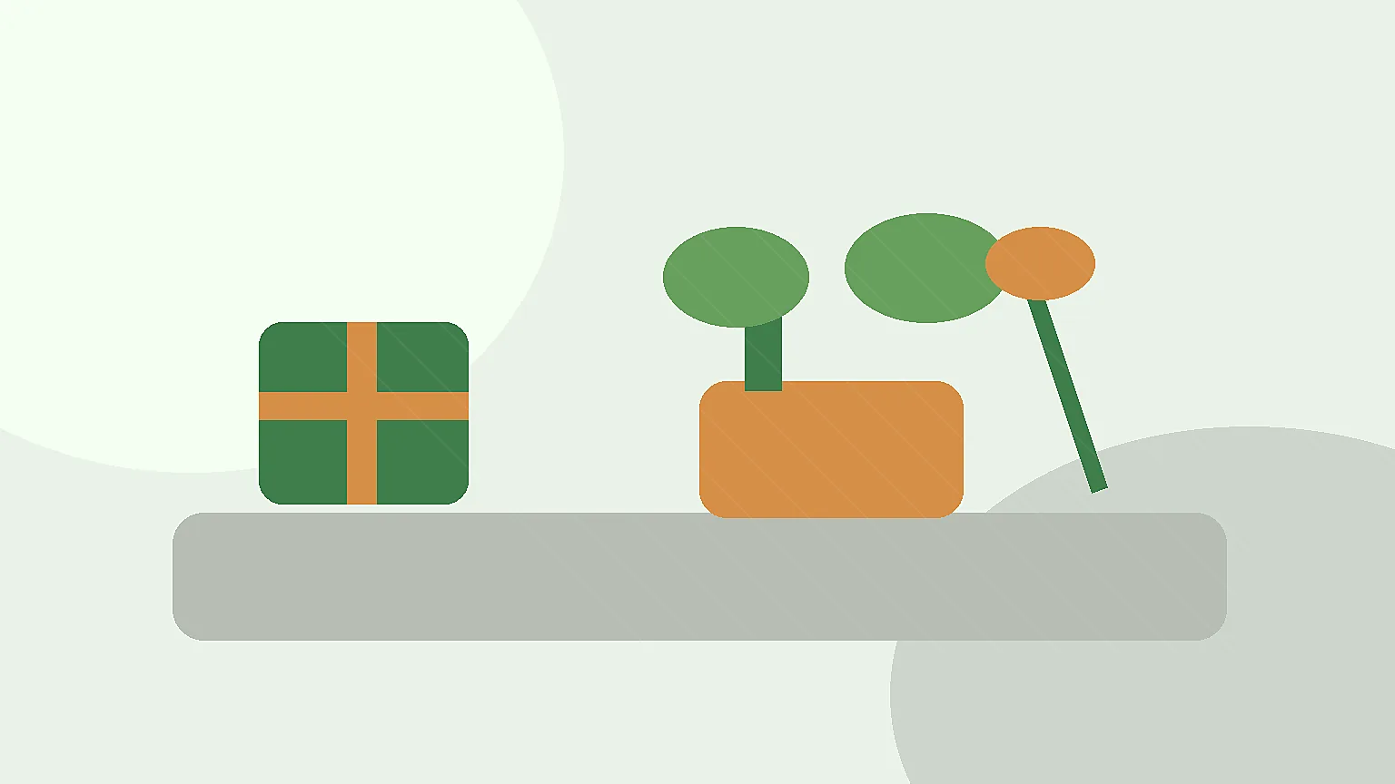 Luvas, ferramentas pequenas, vaso e embrulho para quem gosta de jardinagem